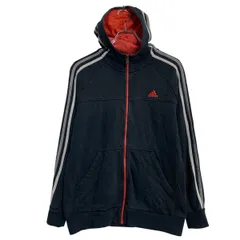 adidas ロゴスウェット パーカー L キッズ 150～ ブラック アディダス ジップアップ ラグラン ライン 古着卸 アメリカ仕入 a612-5942のサムネイル