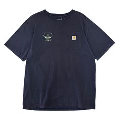 【Lサイズ】USA古着 Carhartt 企業ロゴ バックロゴ Tシャツ 一点物 ポケット 紺色 ネイビー Carhartt LOOSE FIT