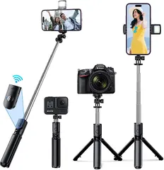 自撮り棒 Bluetooth セルカ棒 三脚 リモコン付き スマホスタンド デジカメ兼用 5段階伸縮 360°回転 折りたたみ