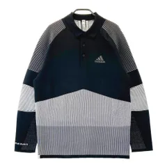 サイズ：O ADIDAS GOLF アディダスゴルフ HB3583 ニット 長袖ポロシャツ ストライプ柄 ブラック系 [240101391786]# ゴルフウェア メンズ ストスト