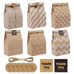 【新着商品】誕生日 リサイクル可能 包装 可愛い 結婚式 おしゃれ 厚手 シンプル 平袋 小サイズ タグ付き シール付き 収納 包む 紙バッグ ギフトバッグ 24枚セット 紙袋 ラッピング袋 [TEMLUM]