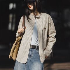 Maden クラシック×モダン。フランス風スタンドカラーストライプシャツ