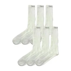 カルバンクライン Calvin Klein(CK) 靴下 ソックス クルー 6足セット リブ CKM201CR60 002 メンズ ホワイト