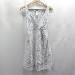 ◇ ⊂Φ patagonia ボーダー柄 ウエストドロスト ノースリーブ 膝丈 ワンピース サイズ2 ライトブルー レディース E  【1504240022321】のサムネイル