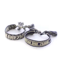 クリスチャンディオール Christian Dior J'ADIOR ディオール オブリーク ブレスレット バングル 2点セット トロッター柄 ロゴ 刺繍 紺 ネイビー アクセサリー /DK ■OHのサムネイル