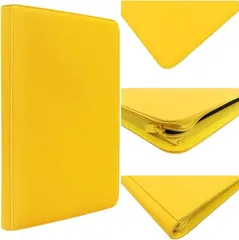 makesmile ー網羅版ートレーディングカードファイル～神技～大容量 高級レザー PU素材 クリア 12ポケット 480枚収納(イエロー)