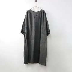 2025SS 今季 ネストローブ nest Robe リネン備長炭染めレイヤードフリルワンピース F/インクブラック ドレス ロング【2400014532357】