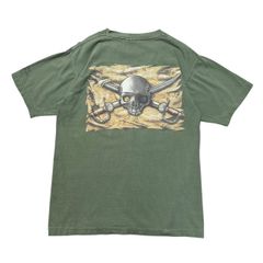 【M】USA製 90s ヴィンテージ Tシャツ スカル 海賊 バックプリント シングルステッチ フェード グリーン 古着