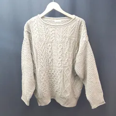 ◇ LOWRYS FARM ケーブル編み ラウンドネック オーバーサイズ 長袖 ニット サイズF ベージュ レディース E  【1309250013044】