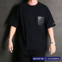 【RESOUND CLOTHING 】leather pocket overnylon T - BLACK / エコレザーポケット ルーズTシャツ / RC35-T-005【メンズ】【送料無料】