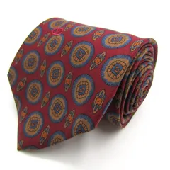 ヴァレンティノ ブランド ネクタイ 総柄 ドット 小紋柄 シルク イタリア製 PO メンズ ワインレッド VALENTINO 【中古】