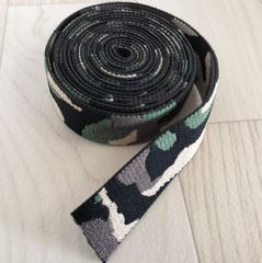 平ゴム 迷彩柄 2.5cm幅 5m カット カモフラージュ柄 カモフラ柄 弾性 ストレッチ 厚手 柔らかい ゴム 手芸 材料 ハンドメイド DIY ベルト ゴムベルト