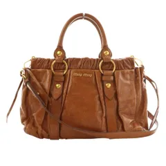 【最高級レザー❗️】美品！miumiu vittelo レザー　ハンドバッグ　茶色 2025年最新】ヴィッテロルクスの人気アイテム - メルカリ