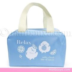 シマエナガ グッズ お弁当バッグ 保冷 保温 ランチバッグ レモン柄 ブルー シュガーフェイス 入園 入学 通勤 通学