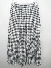 ◇ IENA イエナ ギンガムチェック ロング フレア スカート サイズ36 ブラック ホワイト レディース P  【1406180038373】