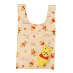 くまのプーさん ショッピングバッグ ポーチ付きエコバッグ ソリッドハニー ディズニー 丸眞 折り畳みバッグ キャラクター グッズ 