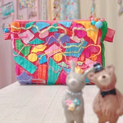 派手カワ ショルダー 用 ポーチ マルチカラー popkei バッグ 差し色 アクセサリー ビーズ フェルトのサムネイル