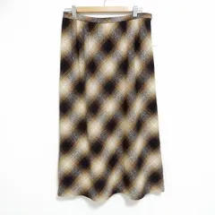 #wnc レリアン Leilian スカート 13+ 茶系 ベージュ チェック アンゴラ混 大きいサイズ レディース [932526]