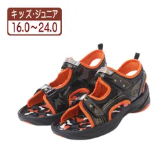 ★アウトレット★【17915_BLACK】キッズ サンダル スポーツサンダル ビーチサンダル アウトドアシューズ レジャーシューズ マリンシューズ 防滑 軽量 つま先保護 面ファスナー 男の子 女の子 ブラック オレンジ (16.0～21.0cm)