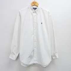XL/古着 ラルフローレン 長袖 ブランド シャツ メンズ 90s ワンポイントロゴ BLAIRE 大きいサイズ コットン ボタンダウン 白 ホワイト 25ma