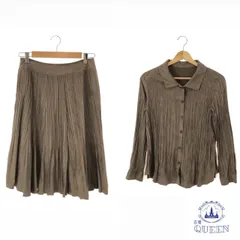 ☆美品☆ GIANNI LO GIUDICE ジャンニロジュディチェ セットアップ ブラウス 長袖 スカート フレア ひざ丈 おしゃれ レディース ブラウン 40 901-15258 送料無料 古着