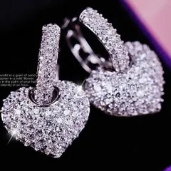 ピアス レディース スワロフスキーハート2WAY 両耳 上品 職場 誕生日 記念日 クリスマス 母の日 テレワーク ランチ会 金属アレルギー対応