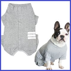 KUVEELA PET 犬 服 犬術後服 術後ウェア フレンチブルドッグ適用 エリザベスカラーに代わる オス メス 去勢 避妊 離乳 傷口保護（グレー、ＸＬ）