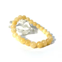 シンプル アラゴナイト パワーストーン ブレスレット 8mm 天然石ブレス メンズ・レディース 男性・女性  数珠 黄色 ●