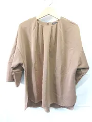 ◇ Θ INDIVI インディヴィ ギャザー 五分袖 Tシャツ カットソー サイズ38 ブラウン系 レディース E  【1507230009838】