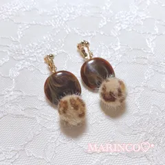 ファーマーブルイヤリング／レオパード(NO.483)