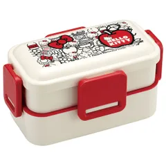 ☆ ハローキティFoodRed ☆ キャラクター 抗菌２段ふわっと弁当箱 PFLW4AG Skater スケーター 弁当箱 2段 ランチボックス キャラクター 弁当 600ml ふわっと弁当箱 食洗機 電子レンジ レンジ 抗菌 仕切り スリム コンパクトのサムネイル