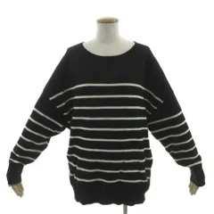 アンタイトル UNTITLED ニット BA153-13037JJ セーター 長袖 ウール混 ボーダー ブラック 黒 アイボリー 4