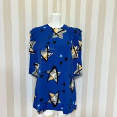 ★ MARNI マルニ ノースリーブシャツ チューブトップ ブルー 星柄 イタリア製 レーヨン バックファスナー サイズ:44表記 NO145