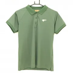 【超美品】ビームスゴルフ 半袖ポロシャツ ダークグリーン×黒 肩ロゴライン 胸元プリント レディース  ゴルフウェア BEAMS GOLF