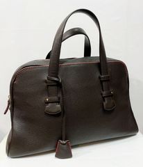 美品✨アルフレッドベレッタ ボストンバッグ ブラウン レザー シボ革