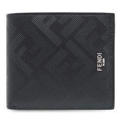 フェンディ 折財布 メンズ シャドー 二つ折り財布 コンパクト財布 小銭入れなし FFモチーフ レザー バイカラー ブラック＋レッド FENDI 7M0169 AJF4 F19KP