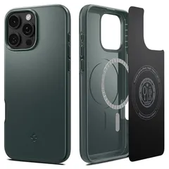 Spigen iPhone 16 Pro ケース MagSafe対応 マグネット搭載 米軍MIL規格 マット 薄型 シン・フィット・マグフィット ACS08109 (アビス・グリーン)