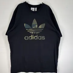 古着 アディダス adidas 半袖Tシャツ 大きいサイズ 肉厚 プリント トレフォイル ロゴ クルーネック 2XL  ブラック メンズ