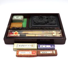 未使用品】高級書道具セット 螺鈿細工硯箱 毛筆 硯 文鎮 墨 - メルカリ