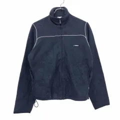 adidas フリース ジャケット 16 M～ ネイビー ホワイト アディダス ユース ロゴ ジップアップ 古着卸 アメリカ仕入 a601-5997