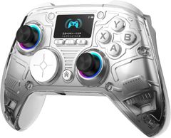 AOC Controller PC/Switch Gamepad [Multi-Function LCD Display] Bluetooth 5.0, 2.4G, and 3-Way Wired Connections, Turbo Fire Function, Compatible with PC/Steam/Switch/Android/iOS, White