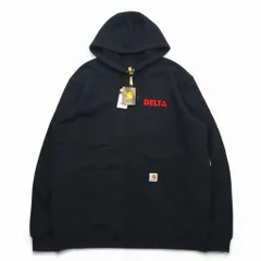 Carhartt フルジップパーカー XL ブラック 裏起毛 DELTA 刺繍 MIDWEIGHT HOODED ZIPFRONT SWEAT K122 メキシコ製 未使用品