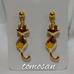 猫ちゃんピアス(黄色)イヤリング他変更可能