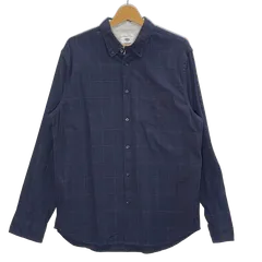 OLD NAVY オールドネイビー チェック 長袖 シャツ ボタンダウン オーバーサイズ ビッグシルエット CHINA製 Lサイズ ネイビー