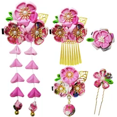 【Baramoly】 髪飾り 成人式 つまみ細工 髪飾り 卒業式 七五三 浴衣 袴 着物 振袖 手作り 造花 花飾り 入学式 豪華 着物 可愛い 和装小物 ピンク