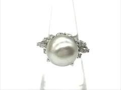 淡水パールリング 直径 約11.5mm ダイヤモンド Pm850 8.7g リング(貴金属)