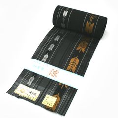 新品 博多織 紗 本場筑前 夏用 半巾帯 紺 正絹 日本製 半幅帯 夏帯 浴衣 09