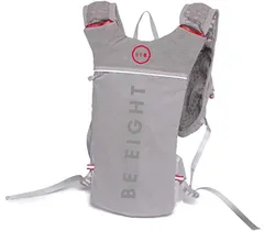 BE8(ビーエイト） ランニング リュック スポーツ 自転車バッグ 自転車リュック としも利用可能 ハイドレーション 日本企業による企画販売 超軽量250g 光反射 通気 防水 5L( グレー)