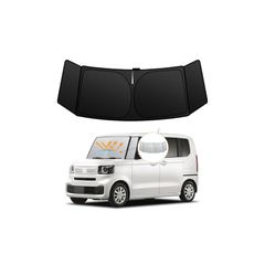 【強化版】ホンダ N-BOX JF5 JF6系 フロントガラスサンシェード 3代目 N-BOXカスタム R5.10-現行 UVカット 吸盤不要 遮光断熱 夏 紫外線 UVカット 簡単着脱 内装パーツ 車種専用設計 折り畳み式 収納袋付き 0