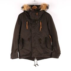 ラトルトラップ モッズコート ジャケット フードファー ライナー付き フルジップ アウター メンズ 2サイズ ブラウン RATTLE TRAP 【中古】